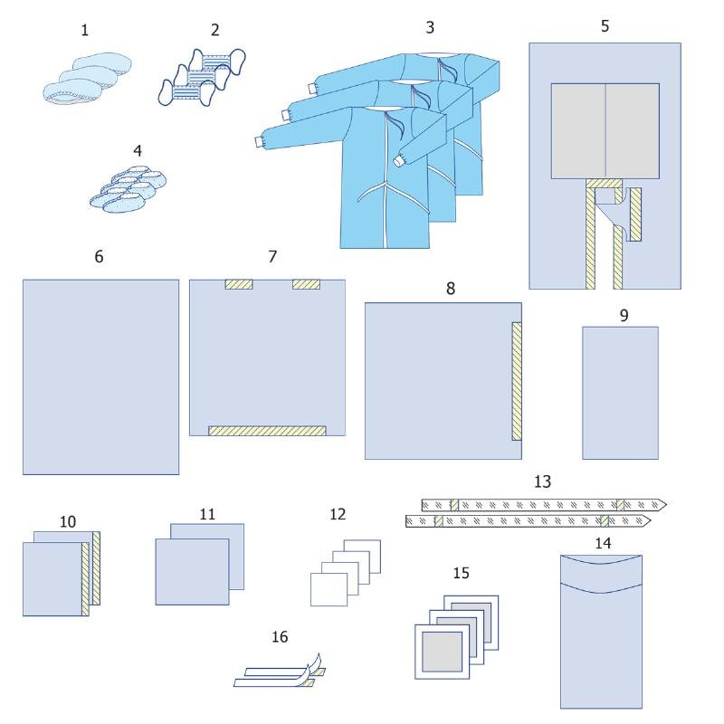 Комплект одягу та покриттів операційних для судинної хірургії (венектомія та стегново-підколінне шунтування) №6 Taipan-Pharm стерильний